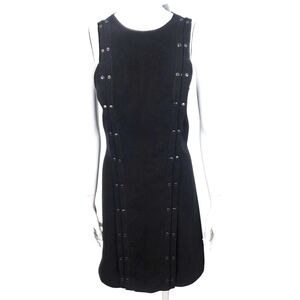 ALC Snap Sheath Dress Womens 6 Black Designer Career LBD Sleeveless Moto